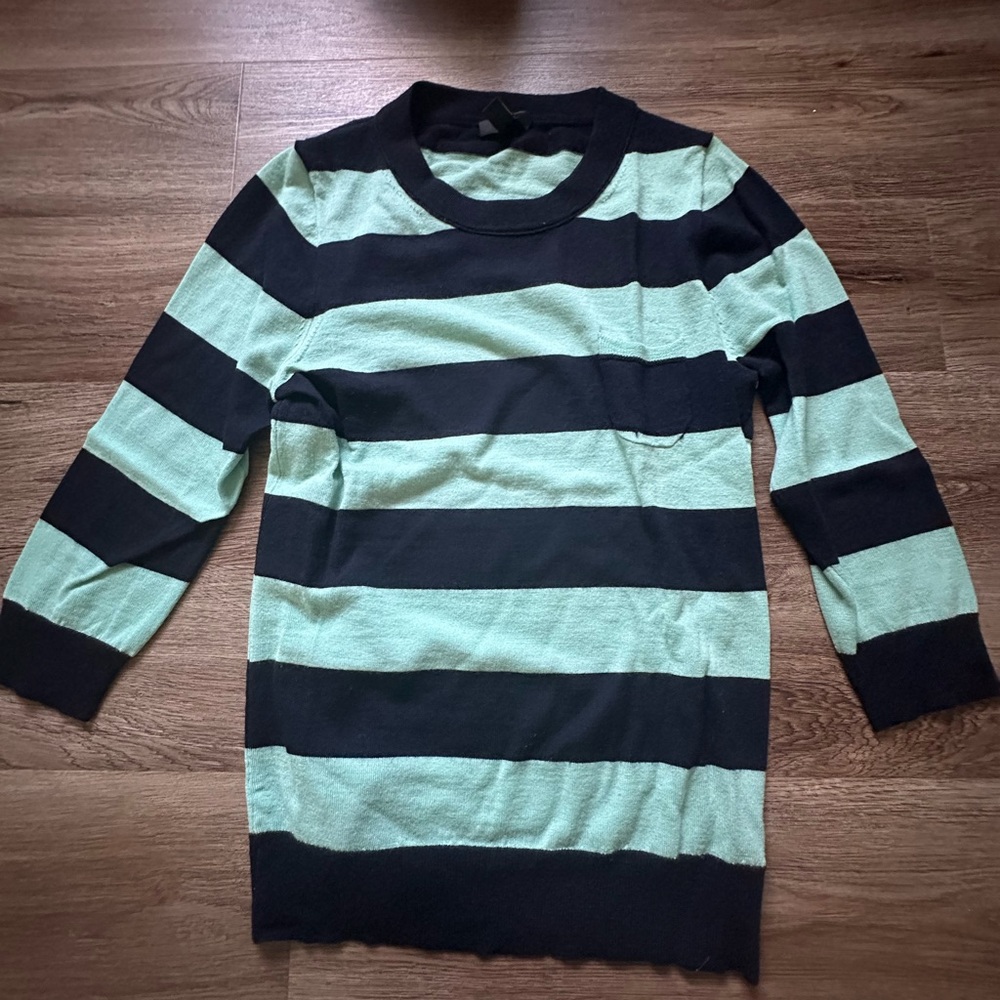 Jcrew merino wool tippi sweater navy with blue stripes